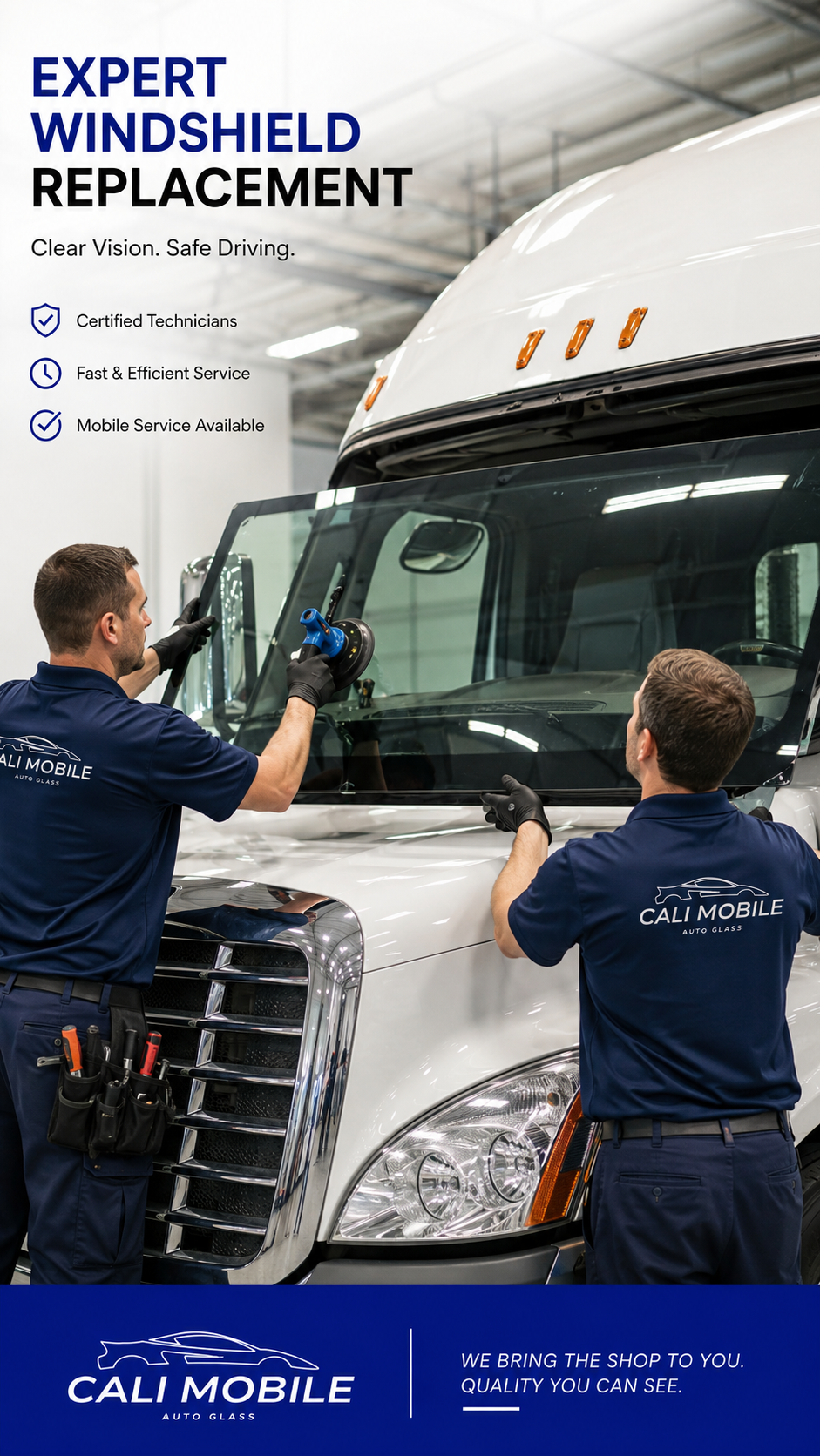 Semi Truck Windshield Repair and Replacement - Cali Mobile Auto Glass